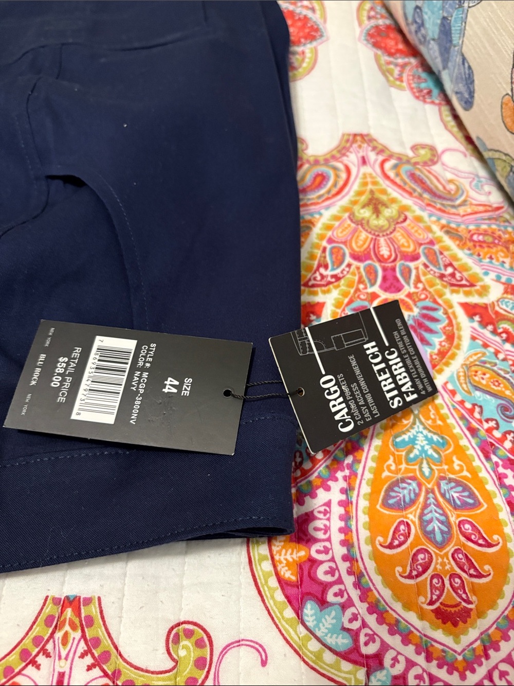 Men's Navy Stretch Cargo Pants